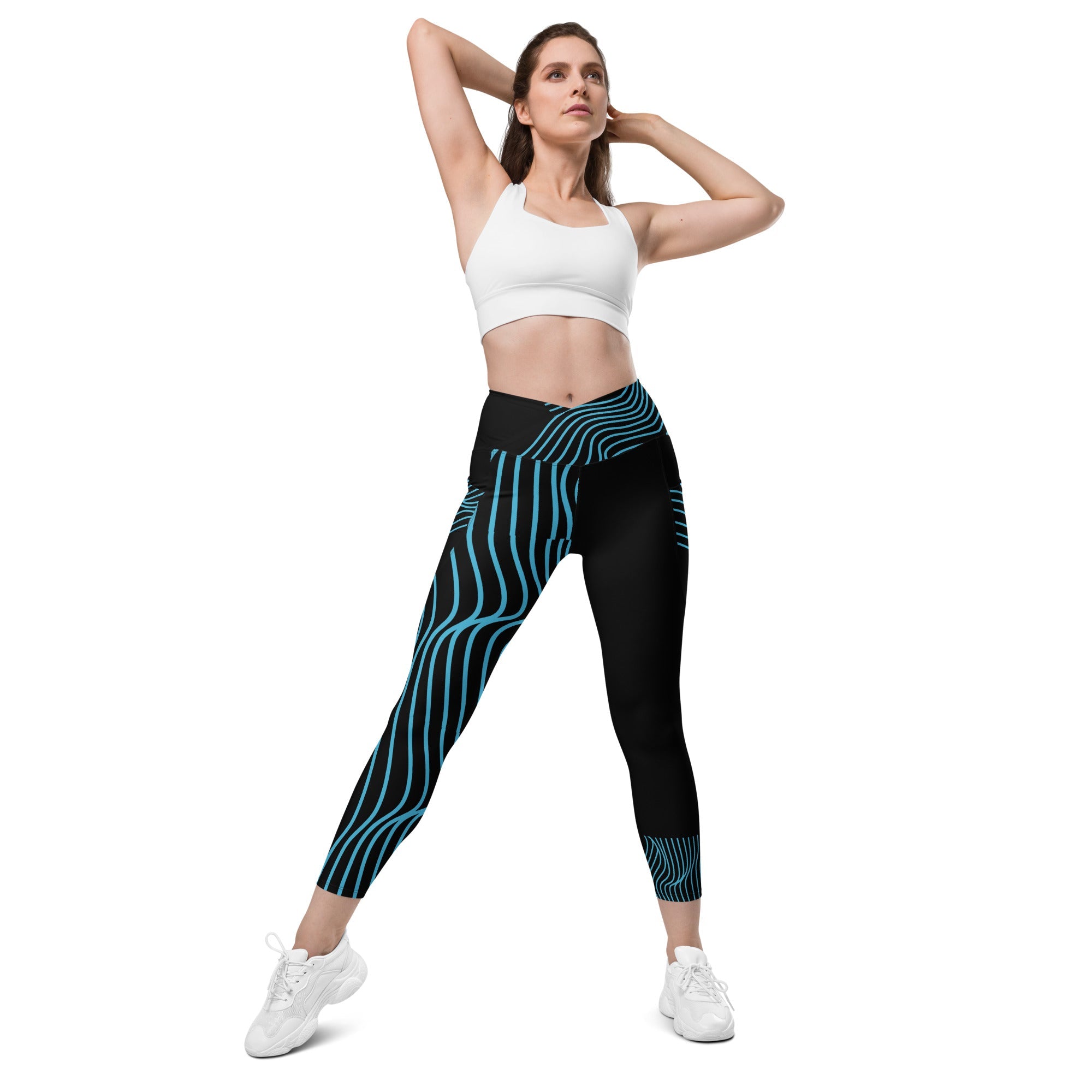 crossover-leggings-with-pockets-black-turquoise-runners-leggings-yoga-pants-ripplefx-wickedyo4